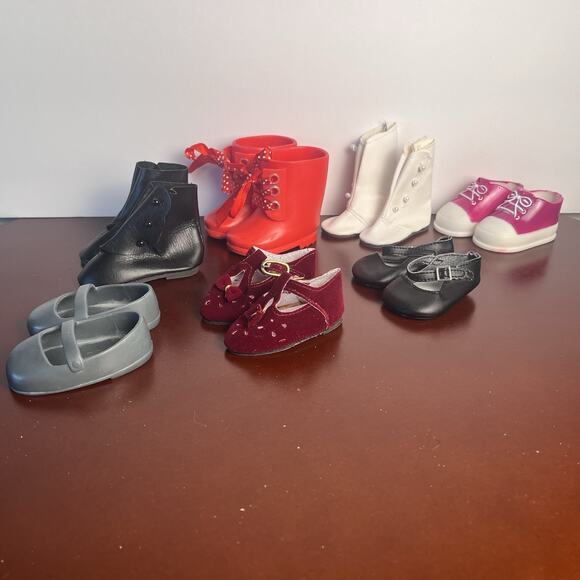 18" Doll Shoes Lot Rain Boots - Mary Janes - Sneakers -Faux Leather Lot 7 pairs - Picture 3 of 16